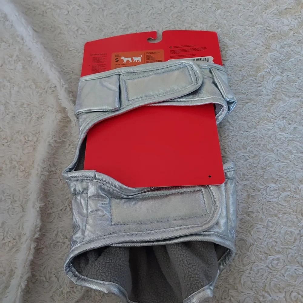 Boots & Barkley Metallic Silver Fleece Lined Pet Vest Small Chic